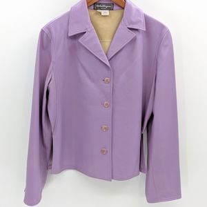 Salvador Ferragamo Leather‎ Jacket Lavender Button Vintage